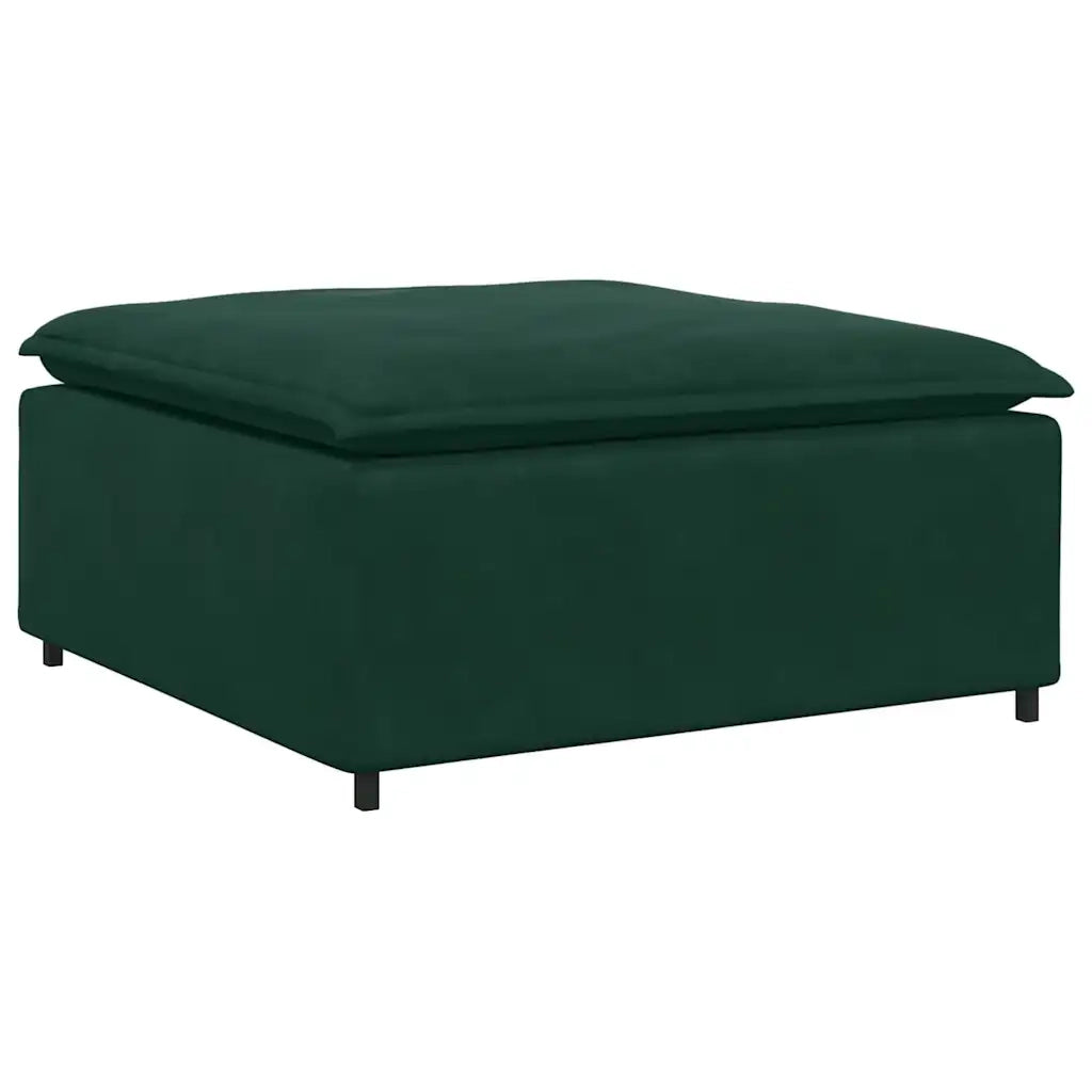 Divano Modulare con Poggiapiedi e Cuscini Velluto Verde Scuro 3321311