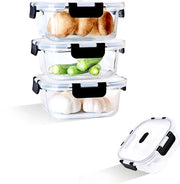 Set di contenitori in vetro da 800 ml con coperchi, confezione da 3, contenitori in vetro per la conservazione a caldo di borosilicato resistente al calore, contenitori in vetro per alimenti con coperchi sigillati per la conservazione domestica, nero