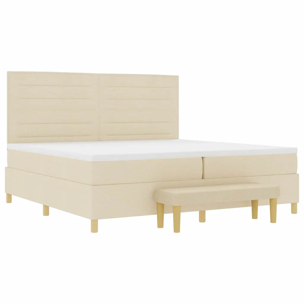 Letto a molle con materasso Crema 200 x 200 cm Tessuto 3344252