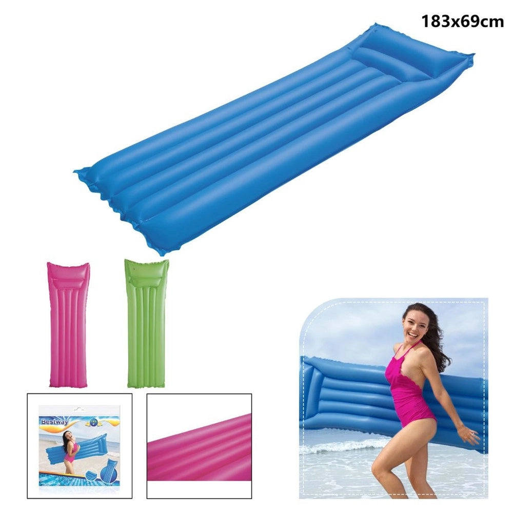 Trade Shop - Materassino Materasso Gonfiabile Singolo Per Mare Piscina Sdraio 183x69 Lettino 44007 -