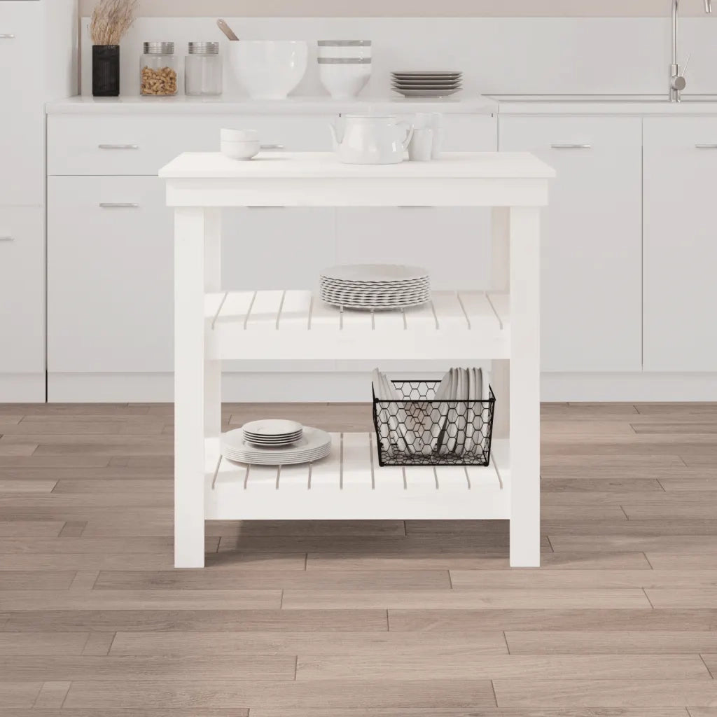 Banco da Lavoro Bianco 78,5x50x80 cm in Legno Massello di Pino CFW9376390
