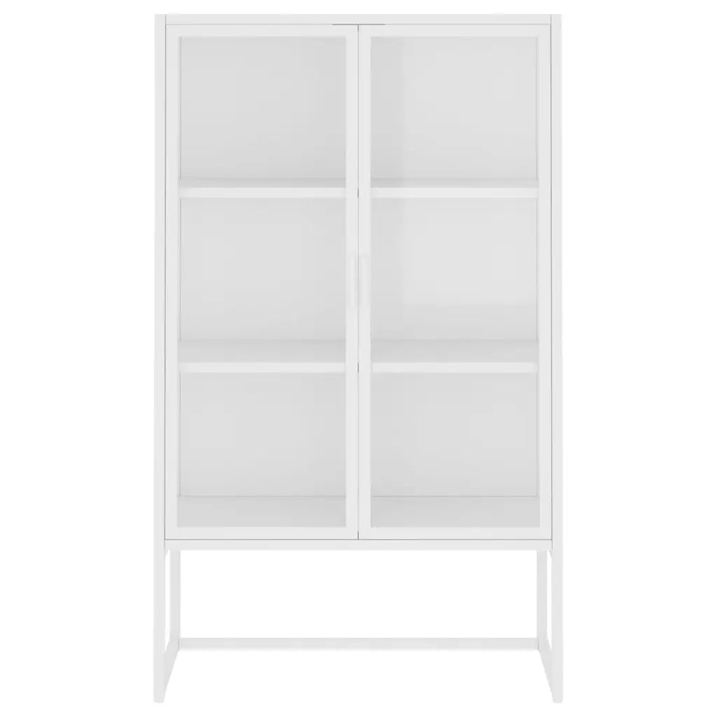 Credenza Alta Bianca 80x35x135 cm Acciaio e Vetro Temperato 335884