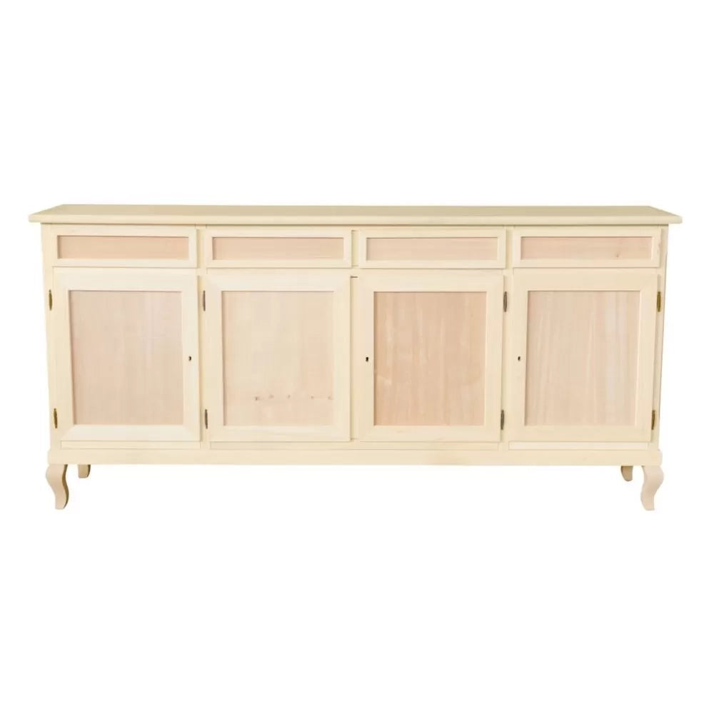 Credenza 4 porte 4 cassetti legno grezzo 205x45x98 - Mobili 2G