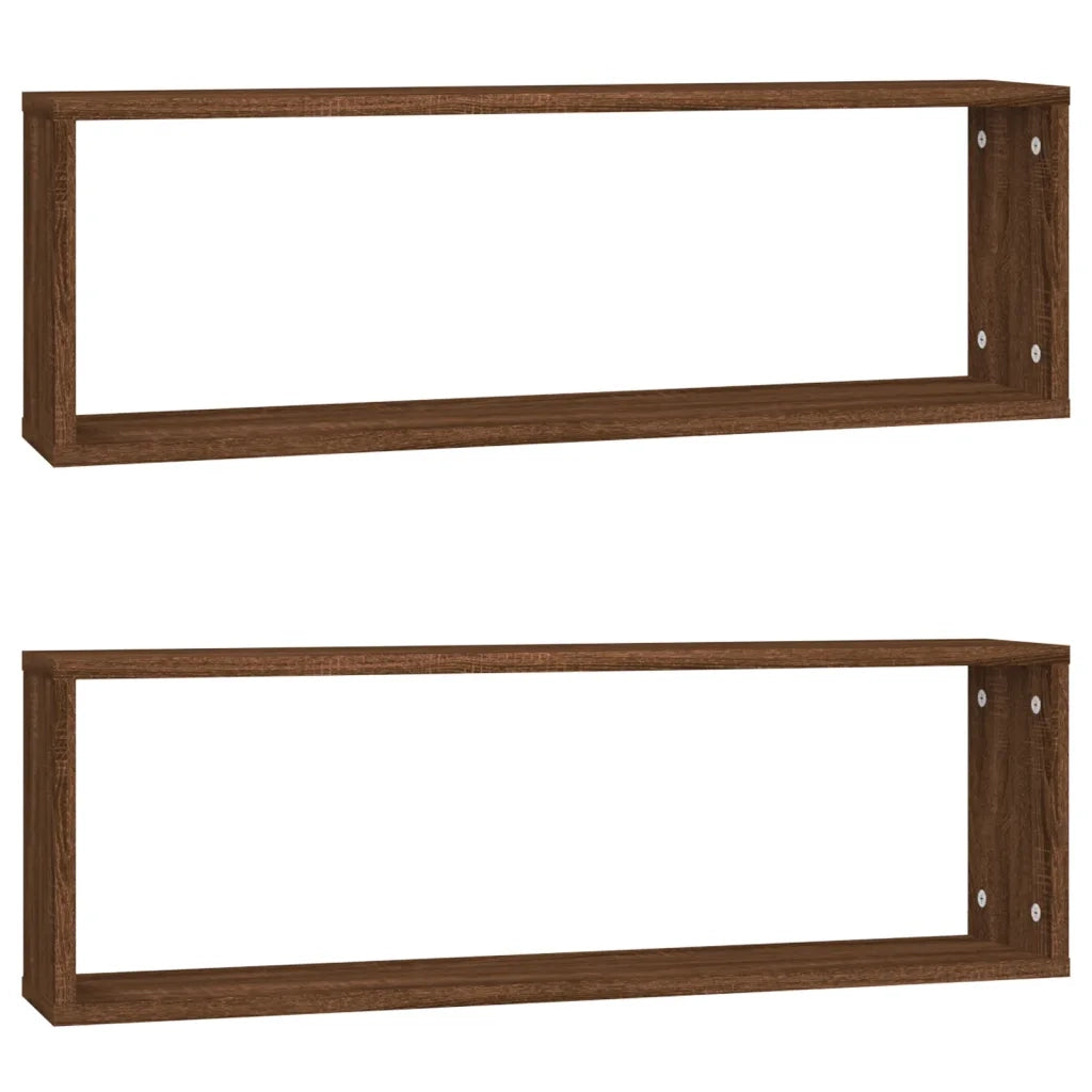 Mensole Muro Cubo 2 Rovere Marrone 80x15x26,5 Legno Multistrato 815921