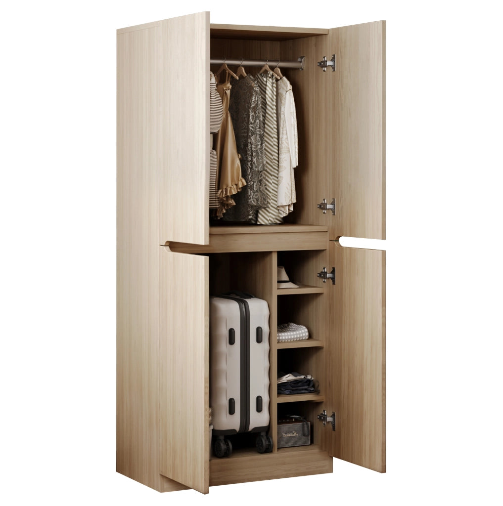 Armadio 70x40x170 cm con doppia porta e ampio vano; legno; naturale