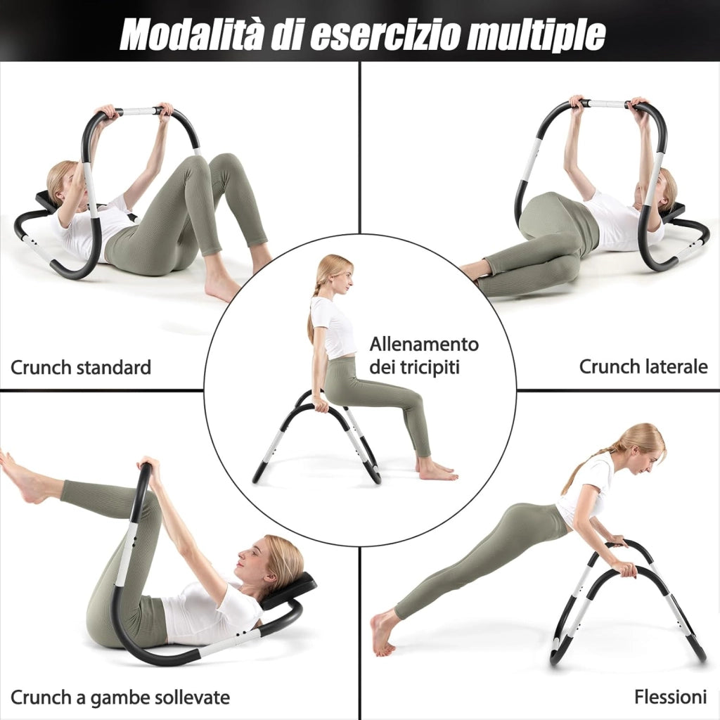 Addestratore per Addominali e Costato con Poggiatesta Imbottito, AB Trainer Ergonomico e Portatile per Allenamento della Forza e Assistente Posizione Seduta da Casa e Palestra