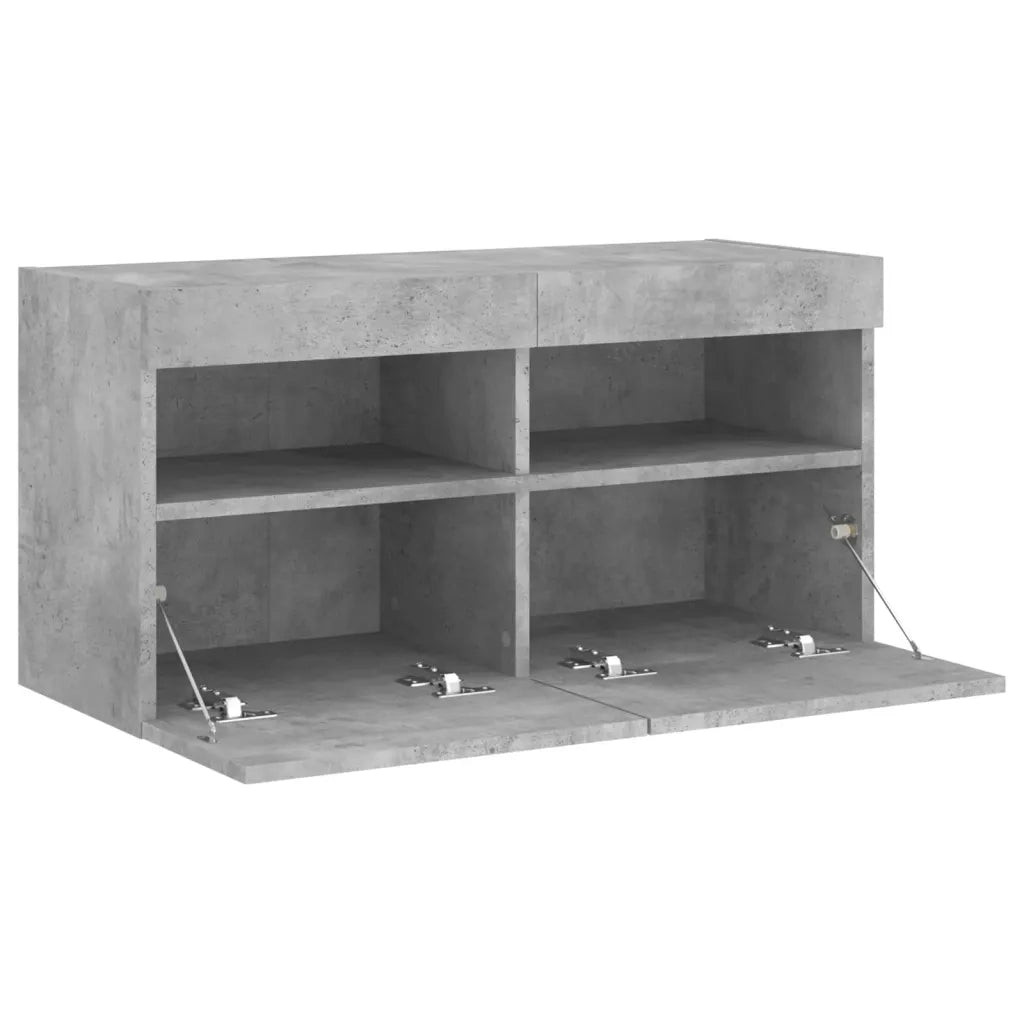 vidaXL Mobile TV a Parete con Luci LED Grigio Cemento 80x30x40 cm