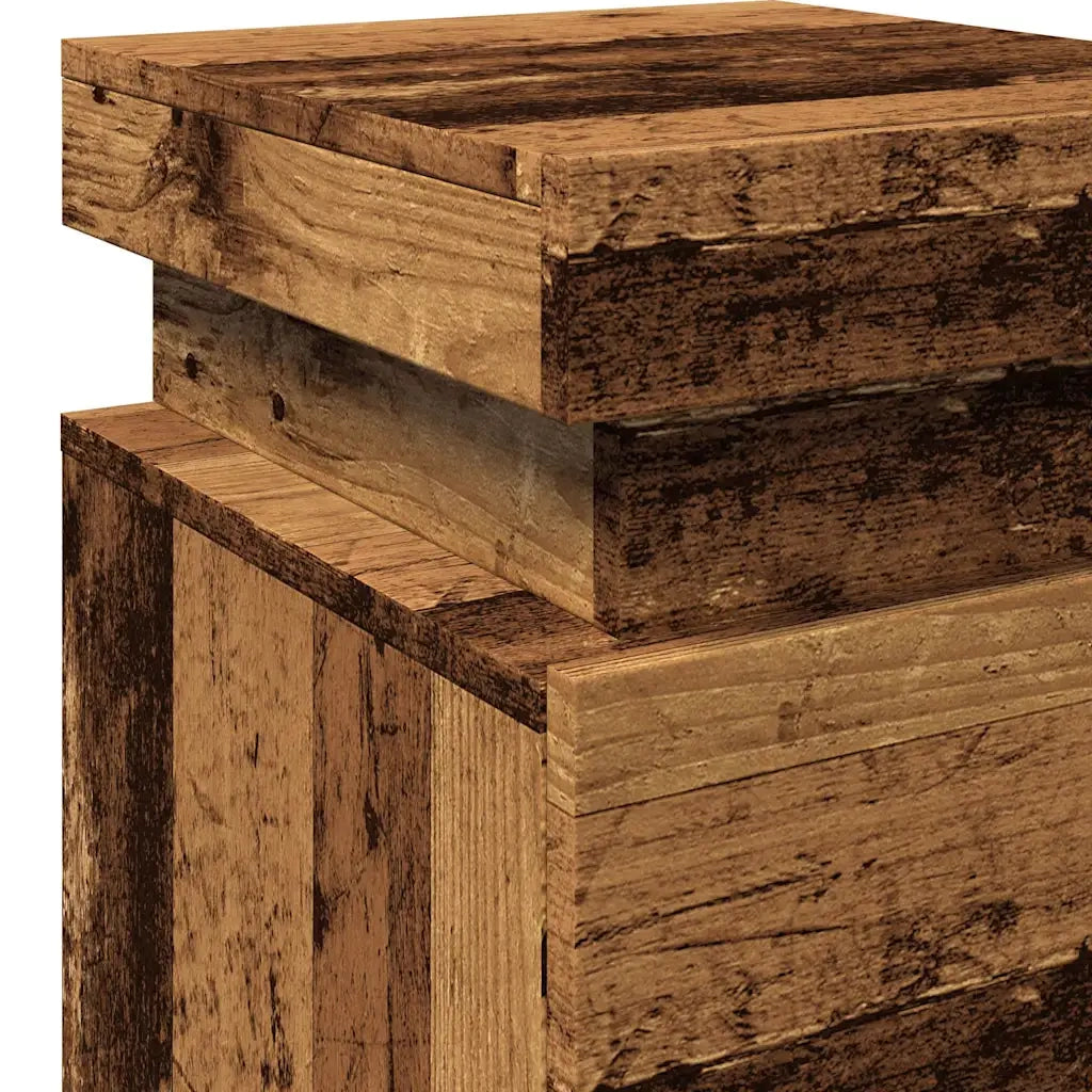 Comodino con LED Legno Antico 35x39x55 cm in Truciolato 857654