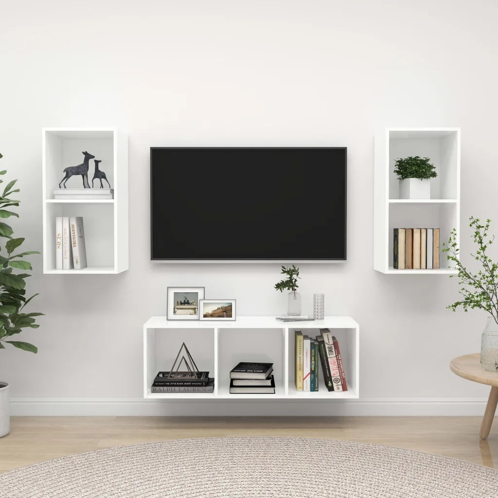 Set Mobile TV 3 pz Bianco in Truciolato 3079736