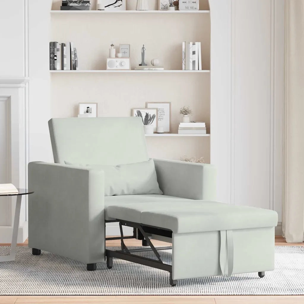 vidaXL Divano Letto Singolo Grigio chiaro 90 x 165 x 87 cm Velluto