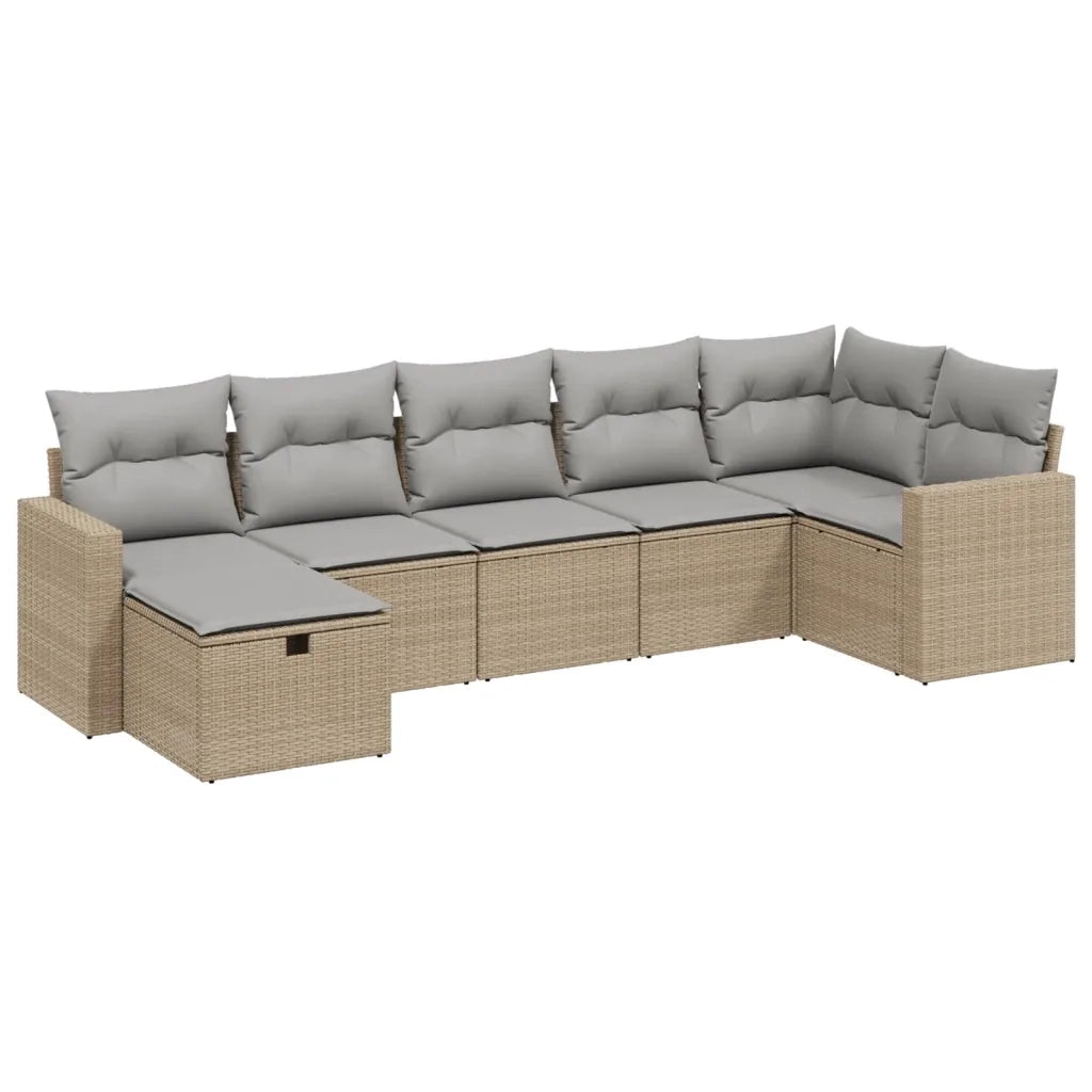 Set Divano da Giardino 7 pz con Cuscini Beige Misto Polyrattan 3263505
