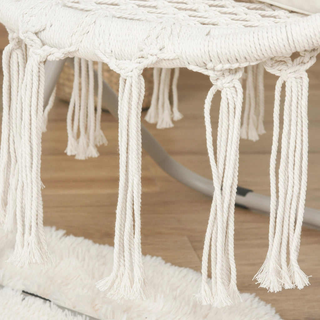 Poltrona da giardino rotonda pieghevole ¨C zephmum ¨C beige in cotone e poliestere