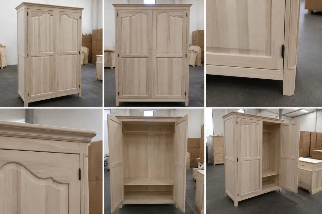 Armadio classico in legno 2 porte grezzo l.157 p.60 h.217 (3203) - Mobili 2G