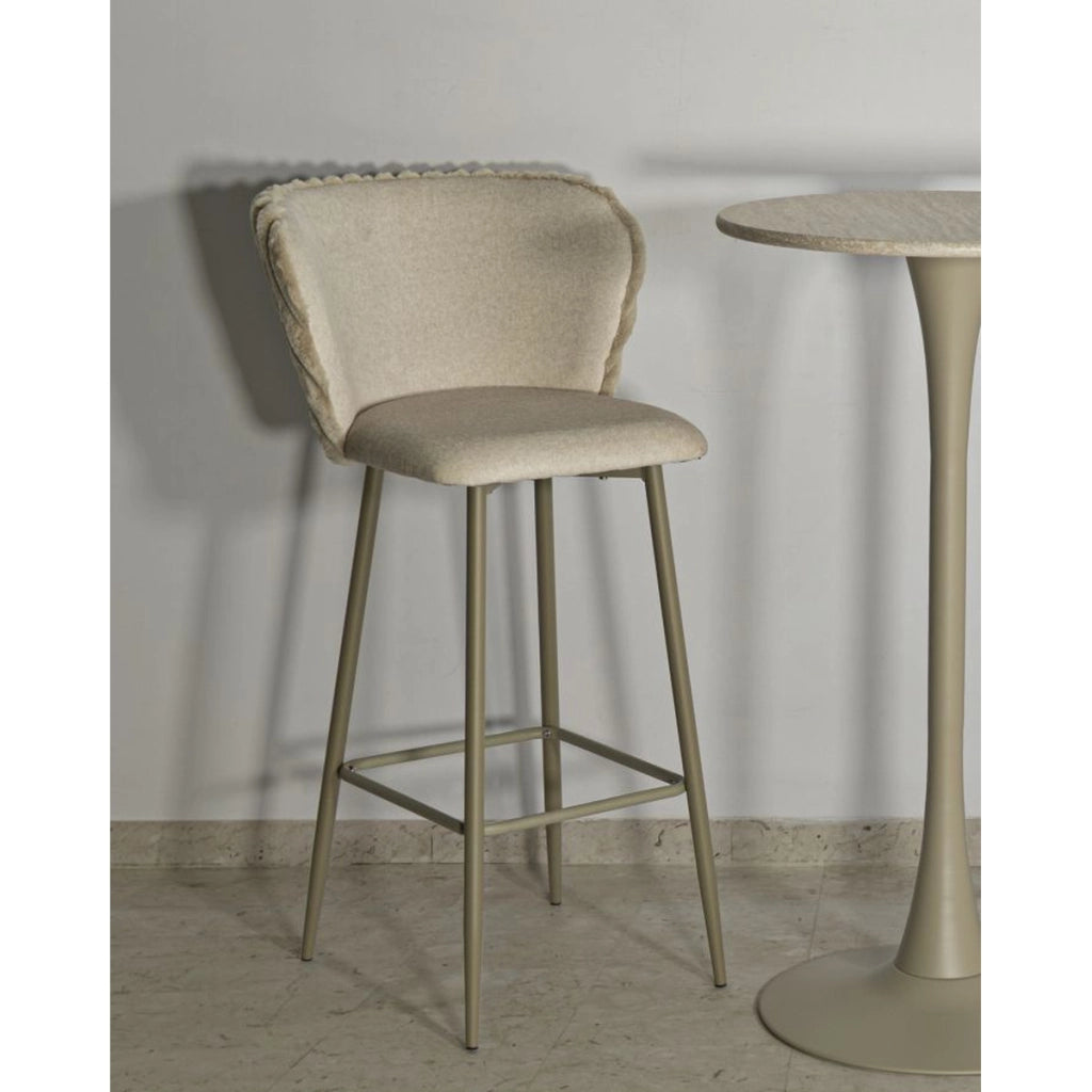Set di 2 Sgabelli Alti VKH883, Beige, Poliestere, 55x58x106 cm