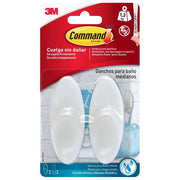 3M Command ganci adesivi per bagno, resistenti all'acqua, bianchi, medi, plastica, 1,3 kg, 2 pezzi