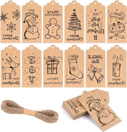 Etichette di Regalo per Festa di Natale con Etichetta di Avvolgimento e Cordino da Ritirare
