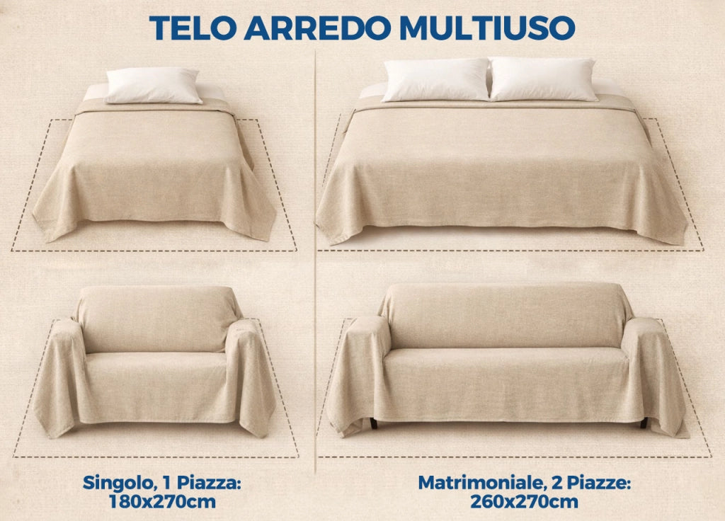 Telo Arredo Granfoulard Copritutto Salvadivano 100% Cotone Dis. Teddy - Matrimoniale - Beige