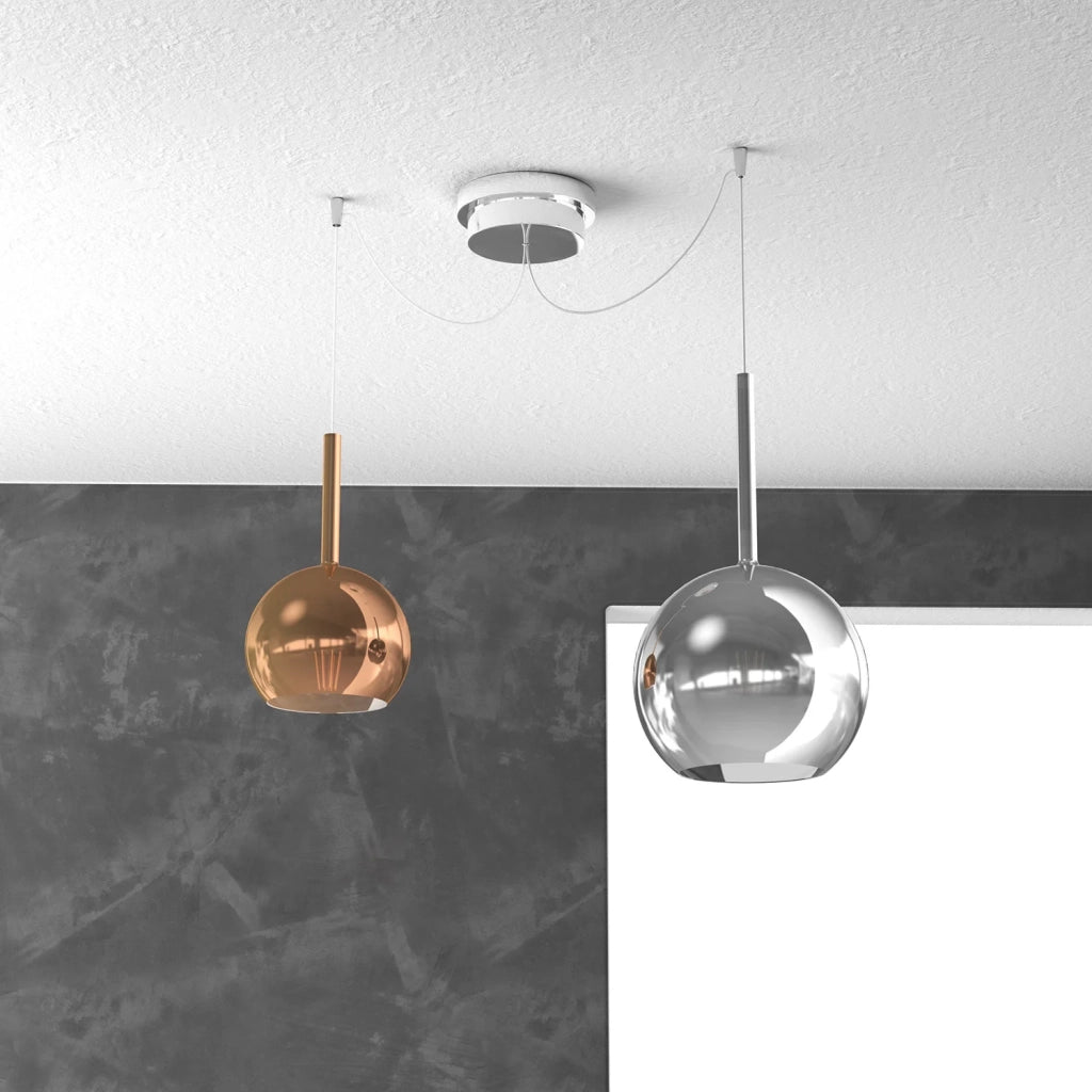 Lampadario Contemporaneo Future Metallo Cromo Vetro Multicolor 2 Luci E27