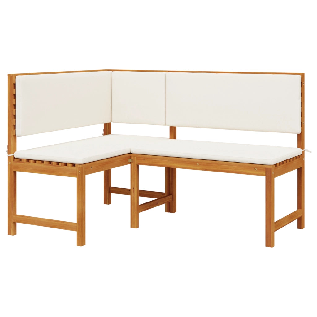 Panchina Angolare da Giardino  con Cuscini 140x100x91 cm in Legno Massello di Acacia