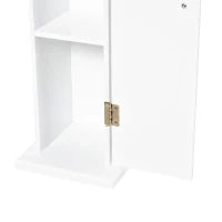 Mobile da Bagno Stretto con Apertura per Carta Igienica e Ripiani Stile Moderno 19,5x19,5x65 cm Bianco