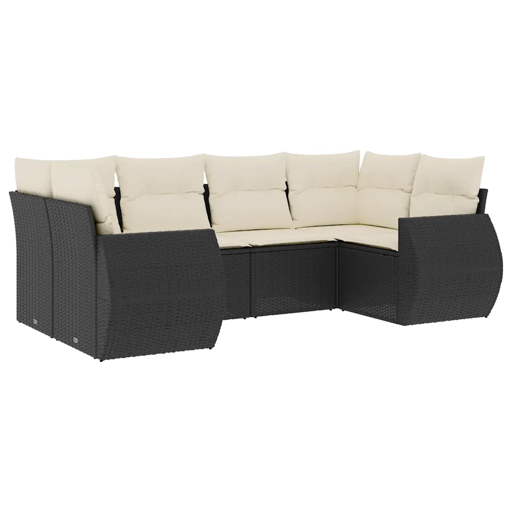 Set Divano da Giardino 6 pz con Cuscini Nero in Polyrattancod mxl 88812