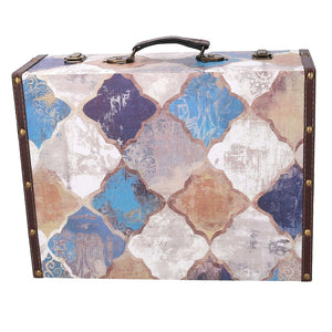 Set 3 Valigie in Similpelle blu marocco rettangolare