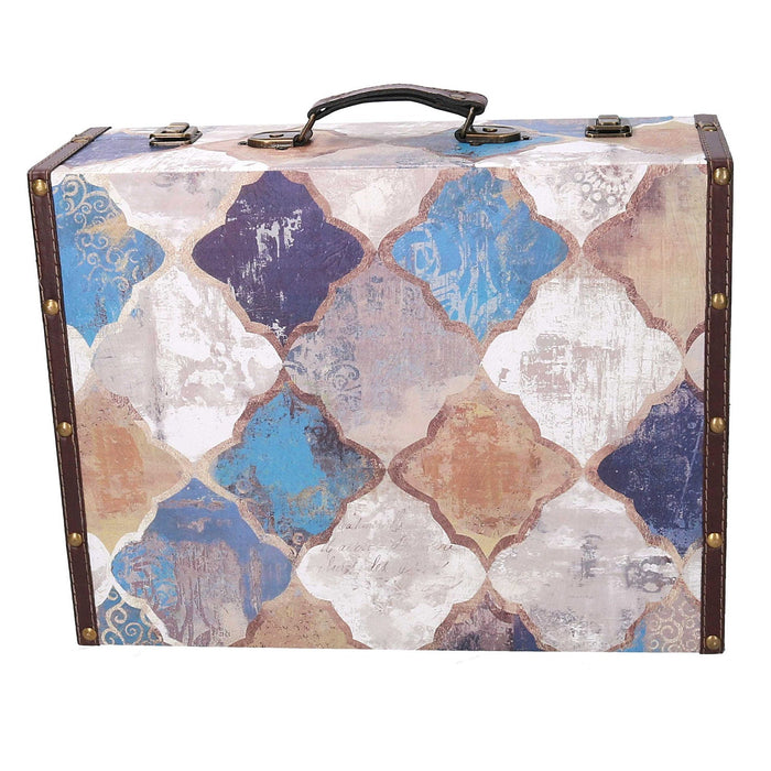 Set 3 Valigie in Similpelle blu marocco rettangolare