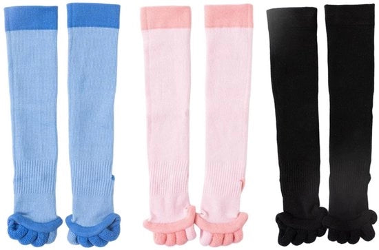 3 paia di calze con separazione dei cinque dita - calze compressive ortopediche - calze yoga trasparenti - per yoga, sport, fitness, correzione del piede, dolore e massaggi