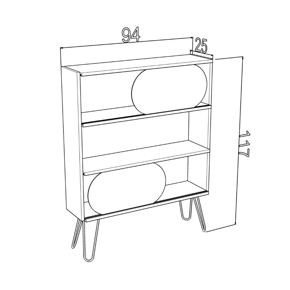 Libreria 3 ripiani Illia noce nero 94x25x117 MT190511