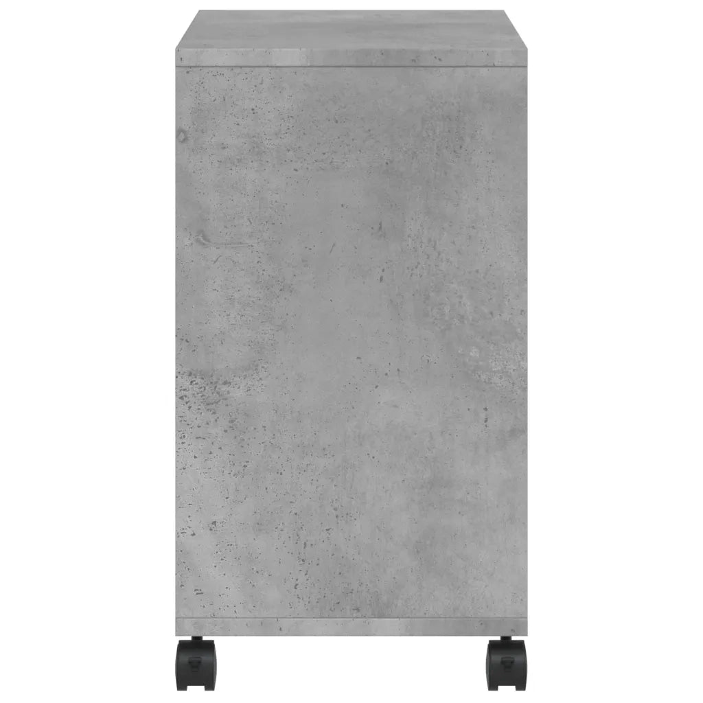 Tavolino con Ruote Grigio Cemento 50x30x55 cm Legno Multistrato