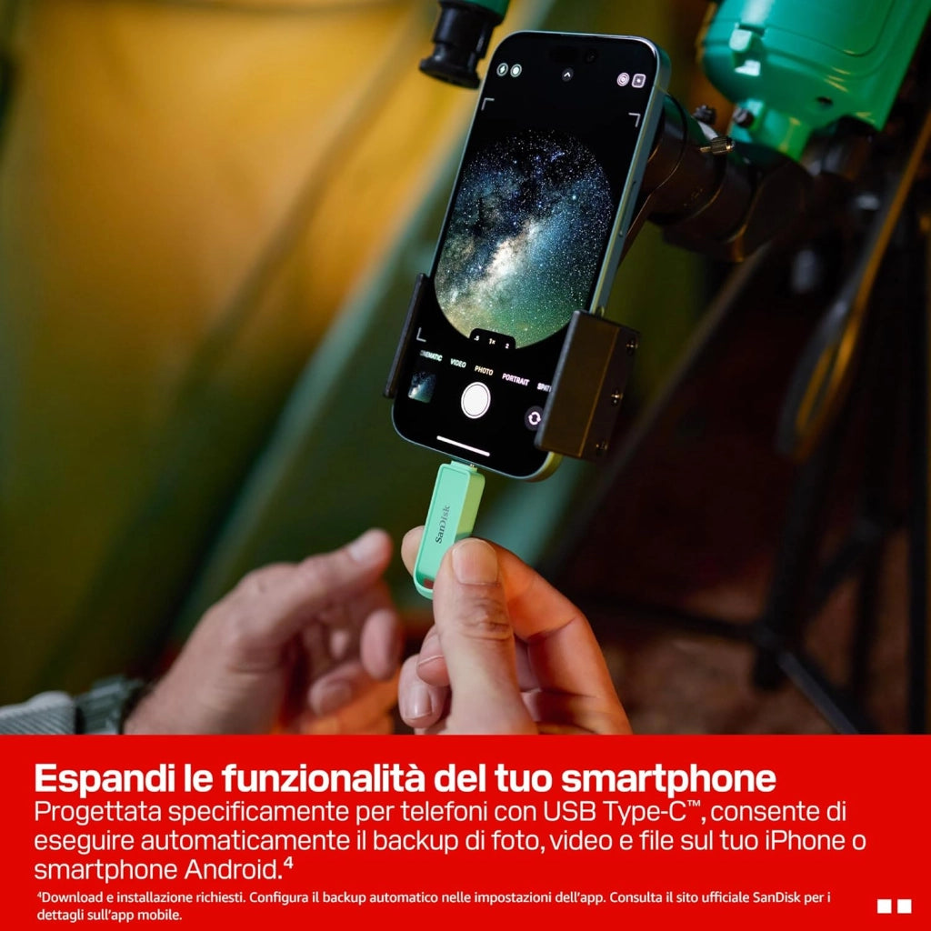 Unità per telefono con USB Type-C 1 TB (per smartphone, tablet e computer, velocità fino a 150 MB/s, backup automatic, recupero dati) - Seafoam Green
