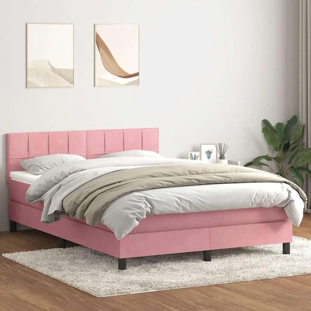 Giroletto a Molle con Materasso Rosa 160x210 cm in Velluto 3316220
