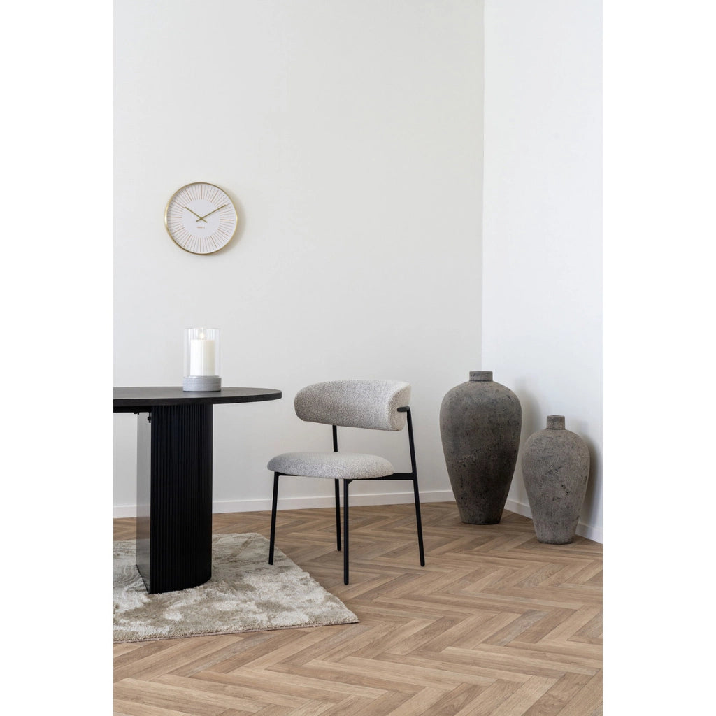 Set 2 sedie da pranzo Mira in Bouclé Sabbia con Gambe Nere