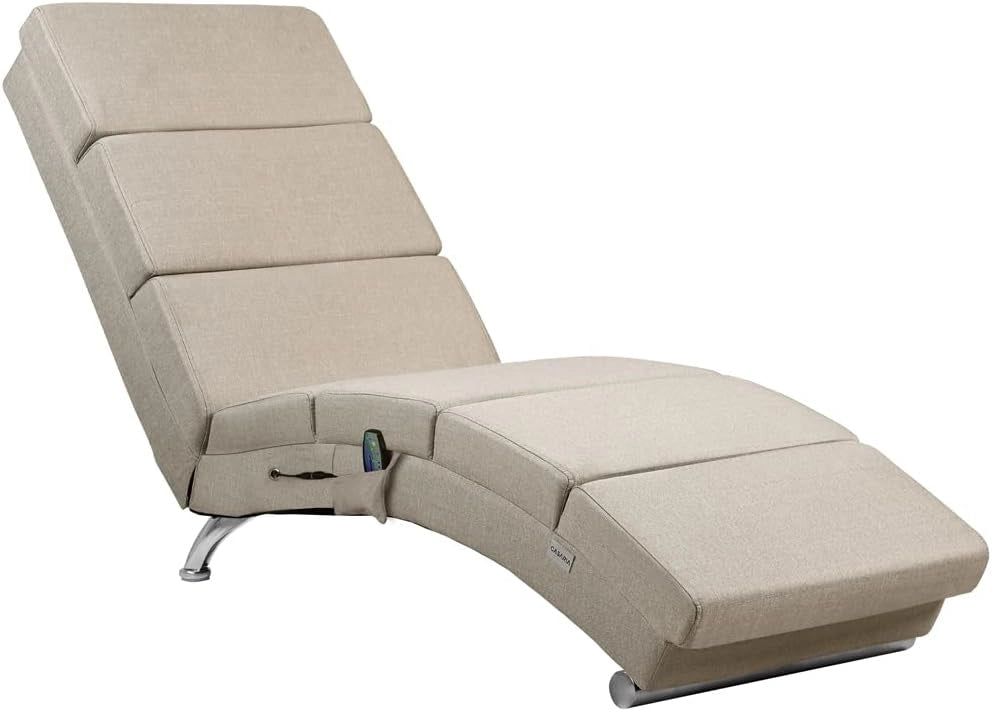 ® Poltrona Chaise Longue Funzione Massaggiante e Termica 186x89x55cm Lettino Relax Sdraio Ergonomico in Tessuto Imbottito Portata 180 kg Soggiorno Ufficio Interno Reclinabile Lettura