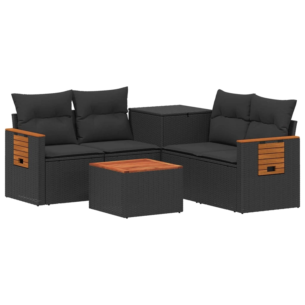 Set di divani 6 pz Nero Rattan sintetico e Acciaio 3447661