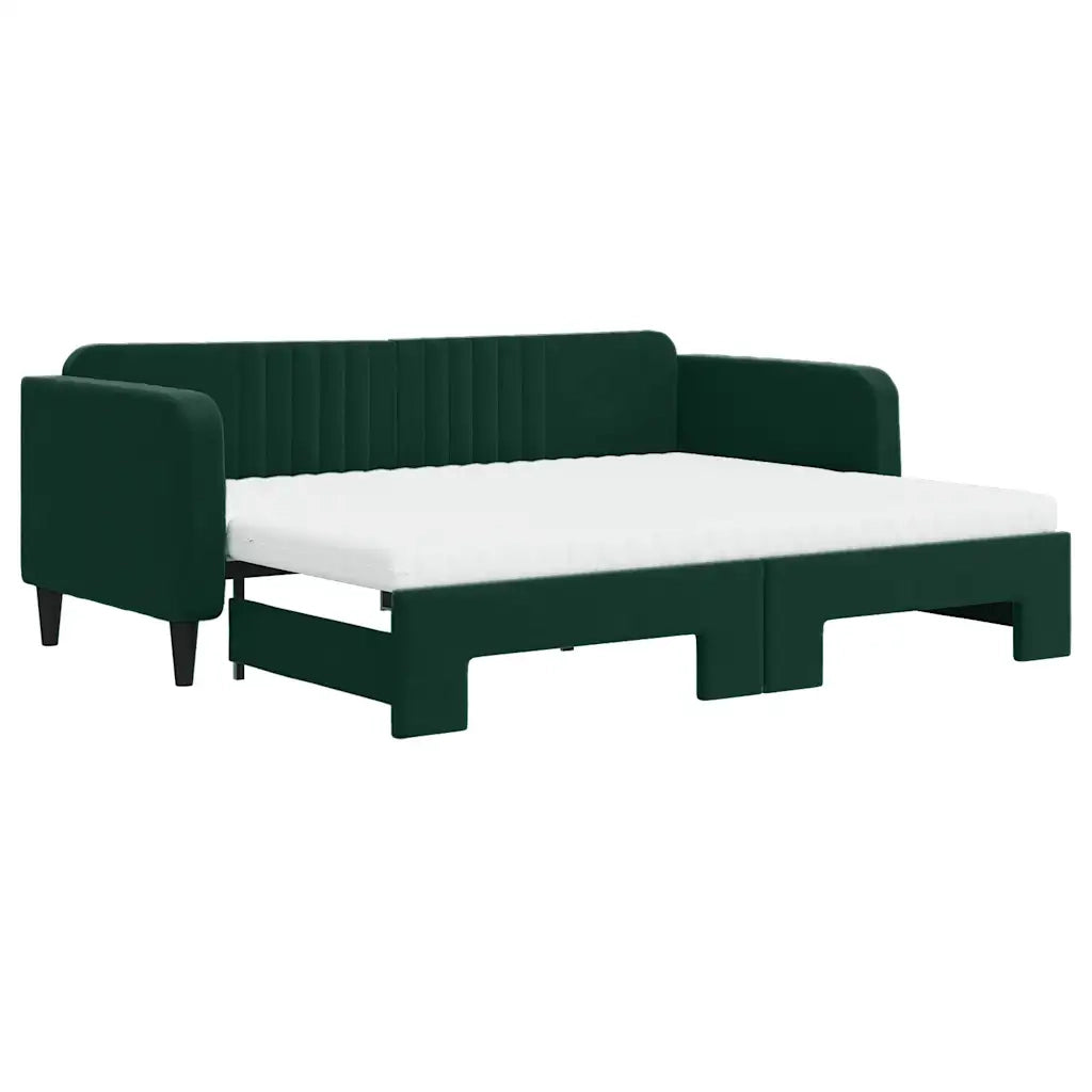 Divano Letto Estraibile Materassi Verde Scuro 90x200 Velluto 3197089