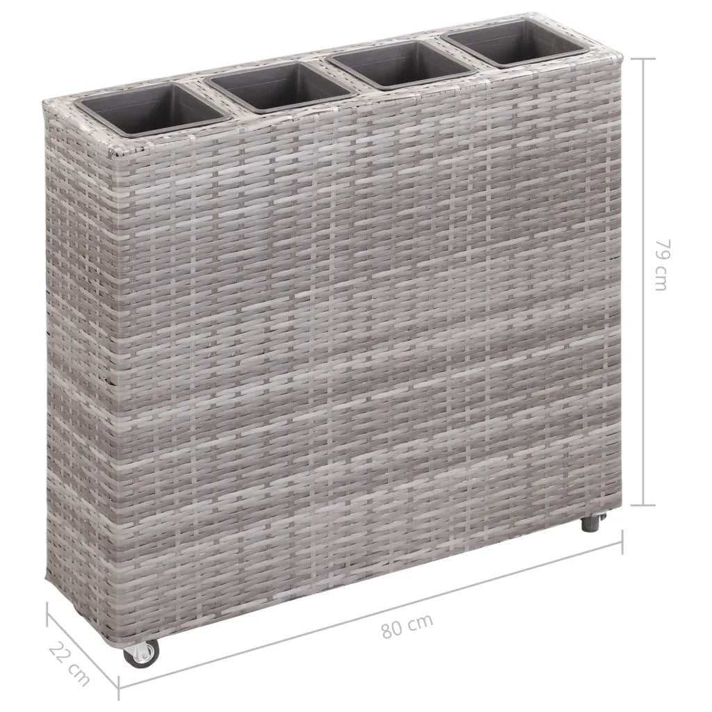 Letto Rialzato con 4 Vasi 80x22x79 cm in Polyrattan Grigio 46949