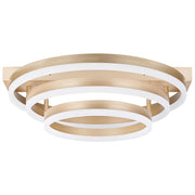 Plafoniera in alluminio color oro con luci LED integrate forma rotonda stile glam contemporaneo