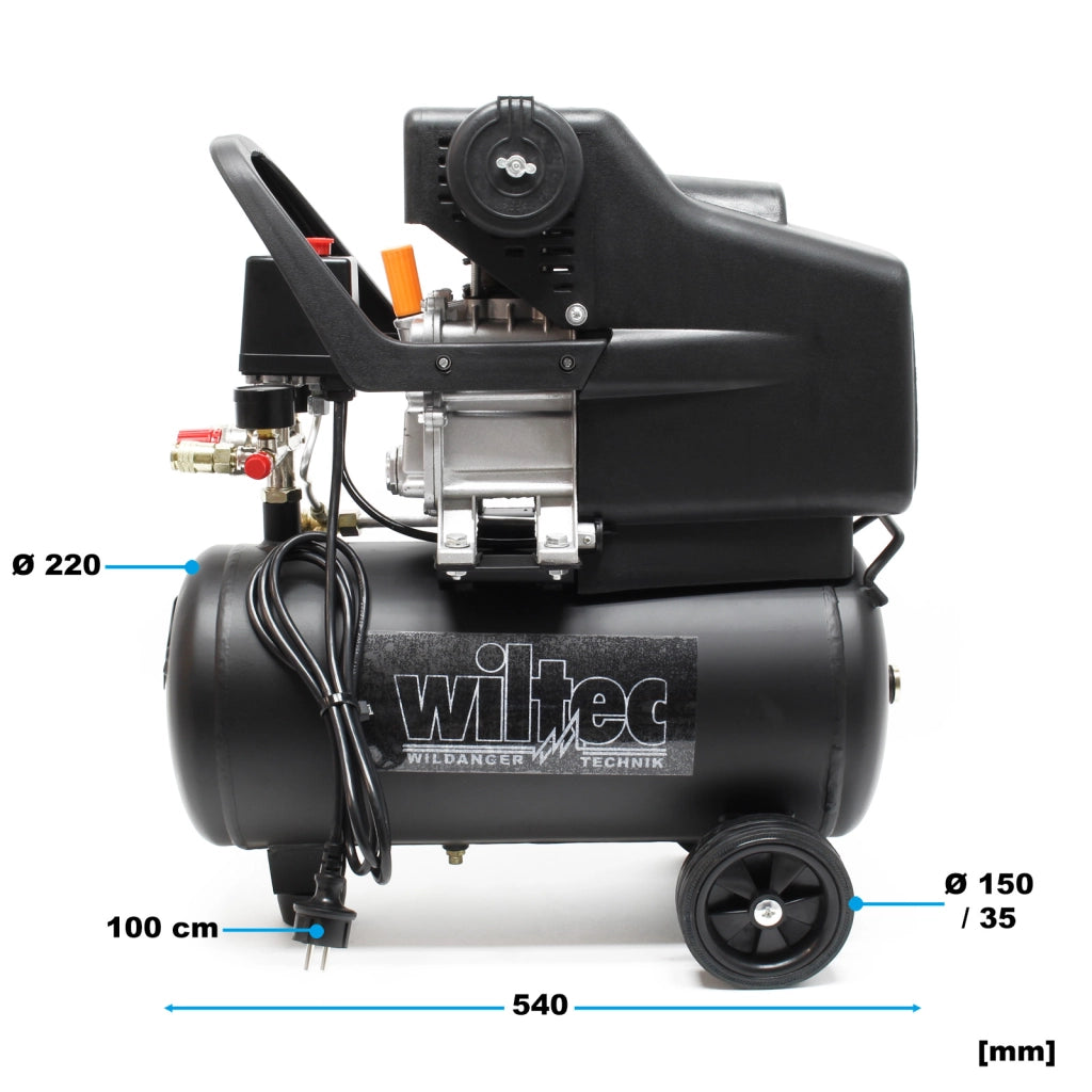 Compressore 24 litri con rotelle motore da 1,1 kW aria compressa da 8 bar