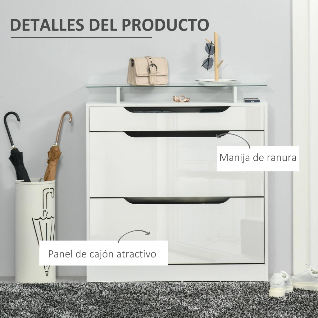 Scarpiera Stretto 2 Ante con Cassetto e Ripiano ¨C zephmum ¨C 89x23x96 Bianco