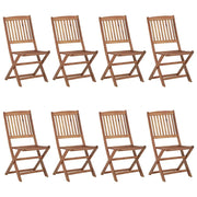 Sedie da Giardino Pieghevoli 8 pz con Cuscini Massello Acacia 3075027