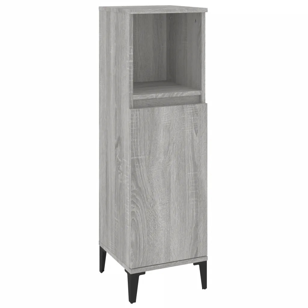 Set Mobili da Bagno | Armadio da bagno 3 pz Grigio Sonoma in Legno Multistrato