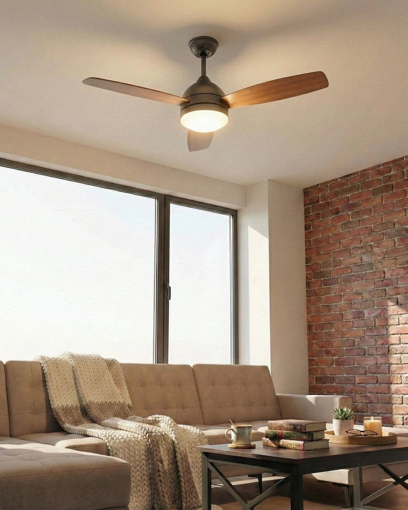 Ventilatore da soffitto con luce LED Marrone scuro Materiale sintetico Telecomando Timer