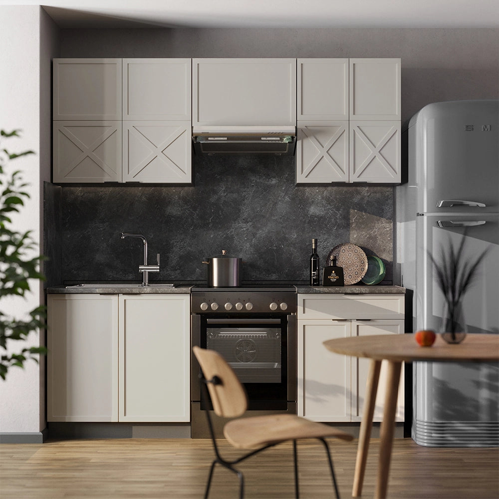 Cucina componibile Fame-Line GrigioBeige/Antracite 200 cm, PL Antracite Vicco
