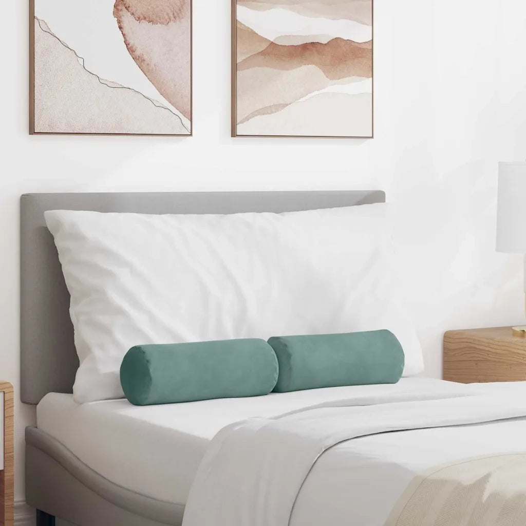 Cuscini a rullo 2 pz | Cuscini per sedie Verde Mare ? 15 x 40 cm Tessuto in Cords