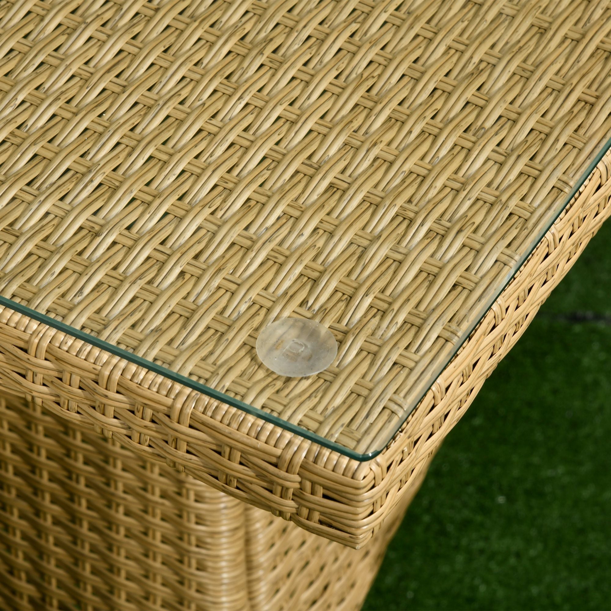 Set Tavolo e 6 Sedie da Giardino in in Rattan Sabbia e Beige