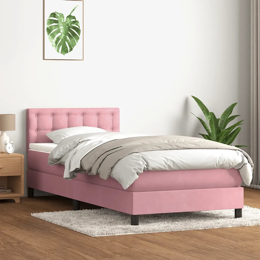 Giroletto a Molle con Materasso Rosa 90x220 cm Velluto 3316628