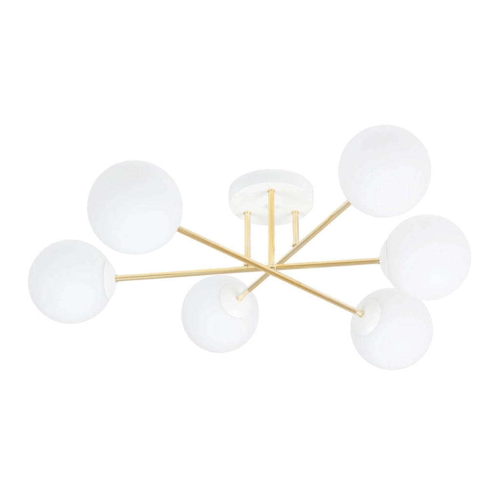 Lampadario Emibig MAGNUM 6xE14 oro con sfere bianche