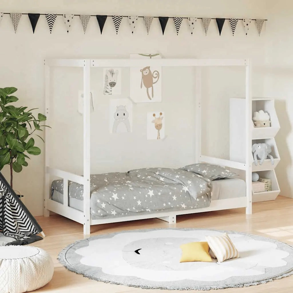 Giroletto per Bambini | Letto Infantile | Lettino Bianco 80x160cm in Legno Massello di Pino
