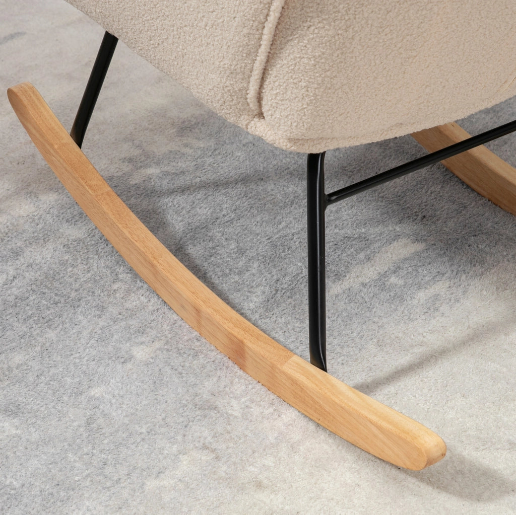 Poltrona a dondolo 98x71x101 cm con schienale trapuntato; in polyester beige